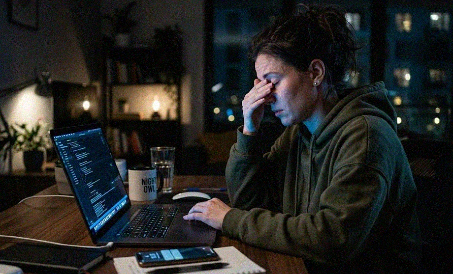 Eyevita Plus review showing digital eye strain from screen use