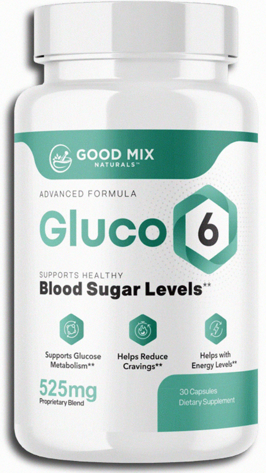 gluco6 blood sugar support supplement capsules bottle