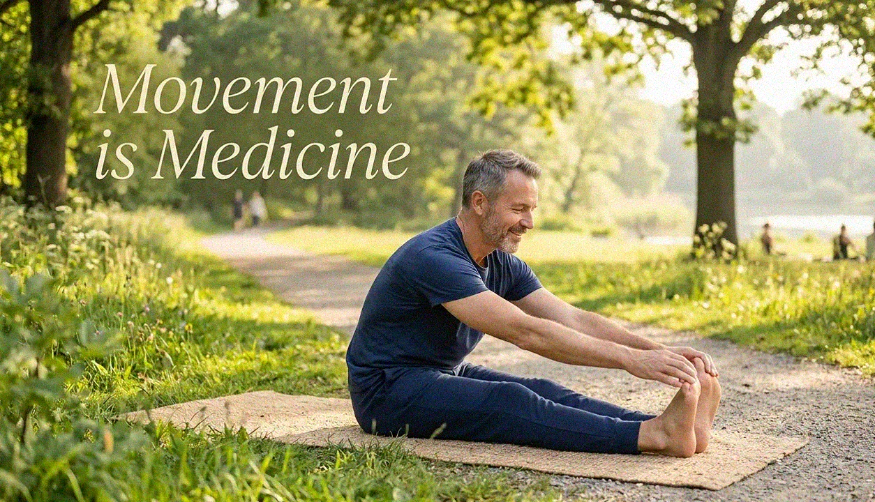 Healthy lifestyle with light exercise and stretching