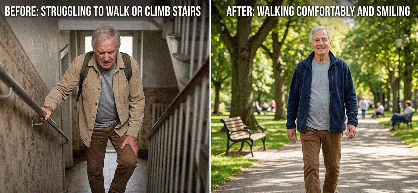 Before and after improvement in joint mobility concept