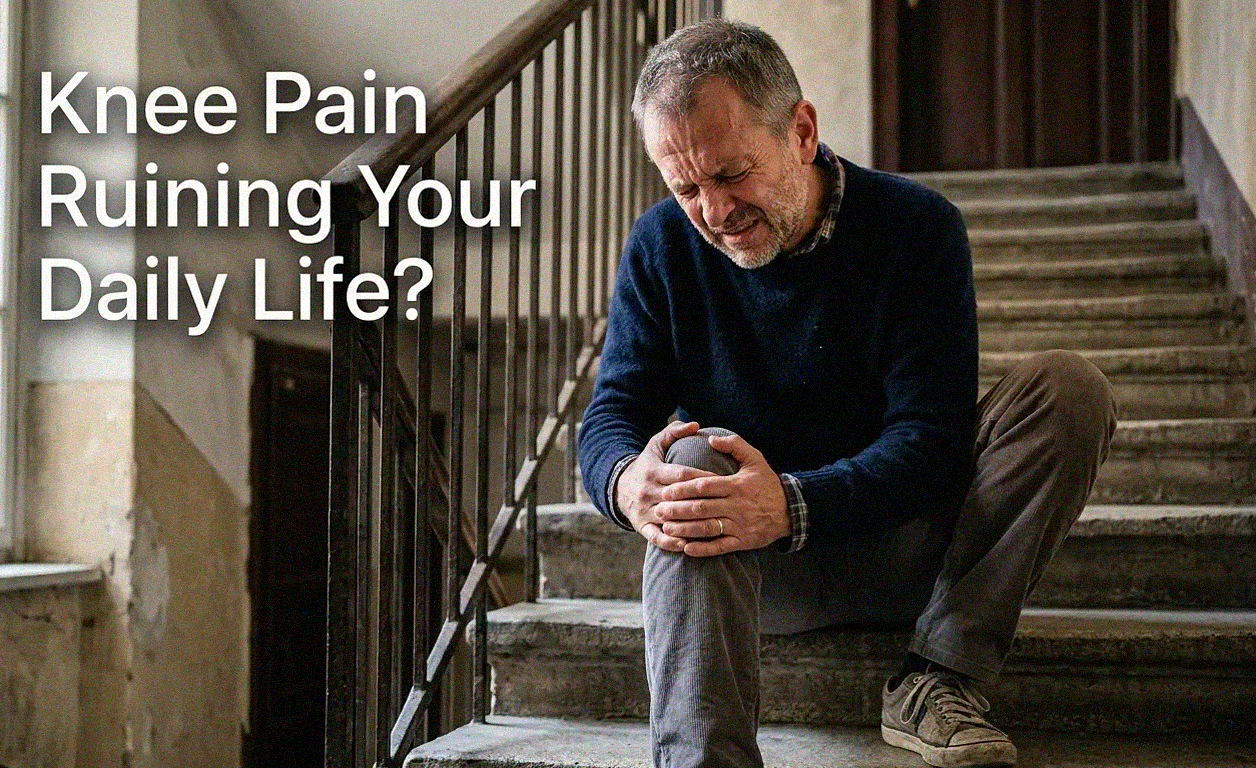 Older person holding knee due to joint pain