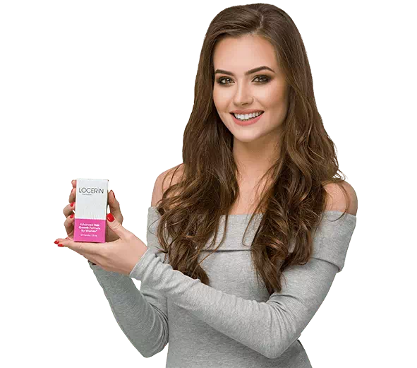 Locerin review featured image showing a woman concerned about hair loss