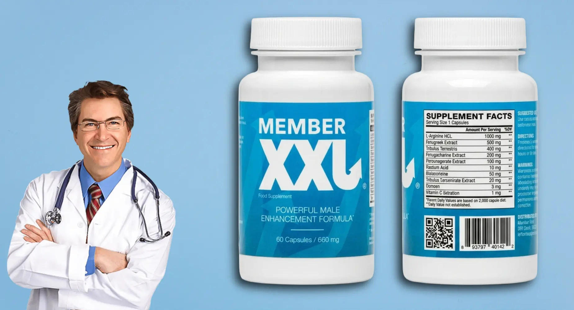 Member XXL Supplement Facts Etikett mit allen Inhaltsstoffen und Dosierung