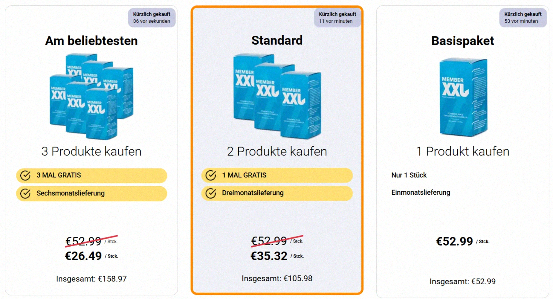 Member XXL Preis Pakete und Geld zurück Garantie