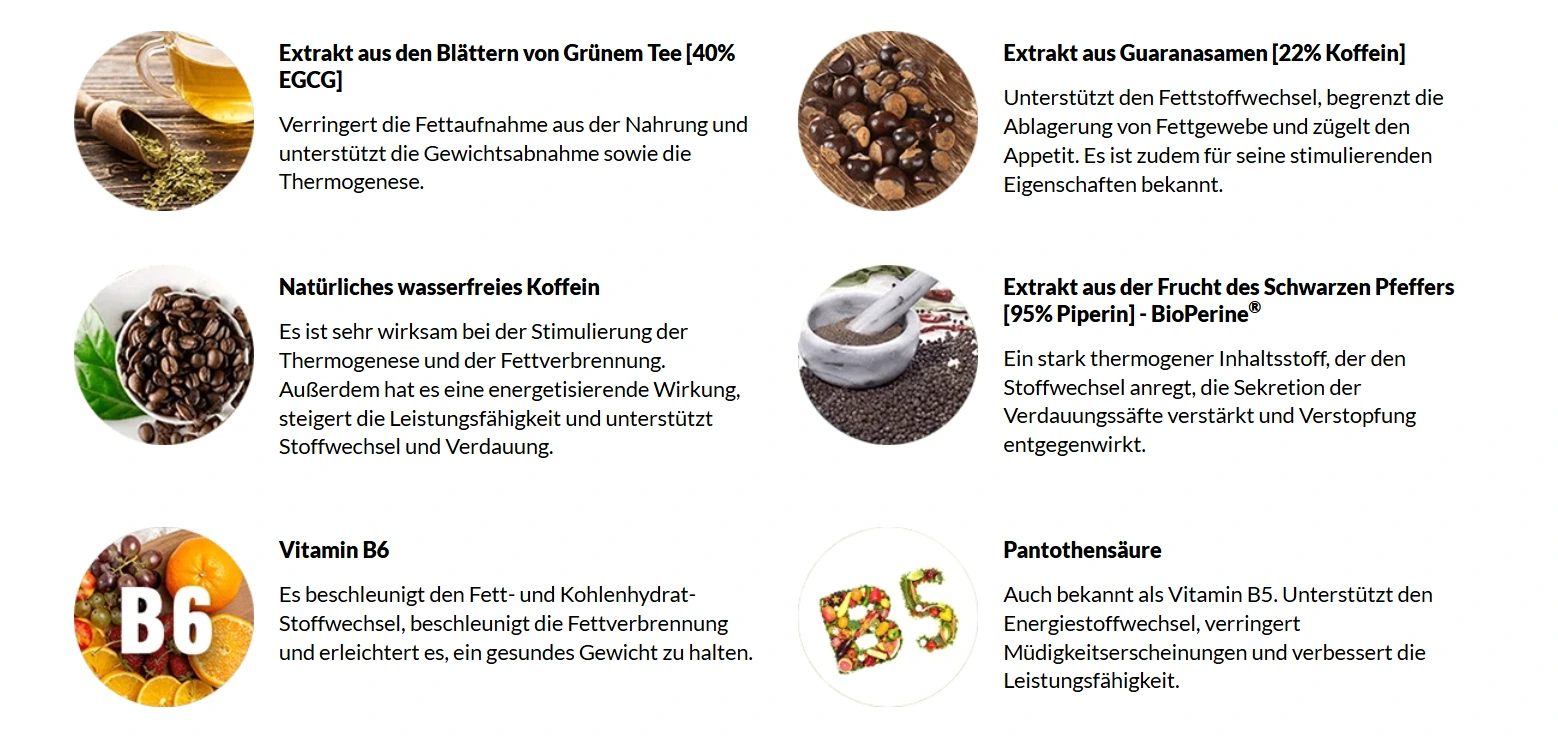 Natürliche Inhaltsstoffe in Fat Burn Active Kapseln für Fettverbrennung