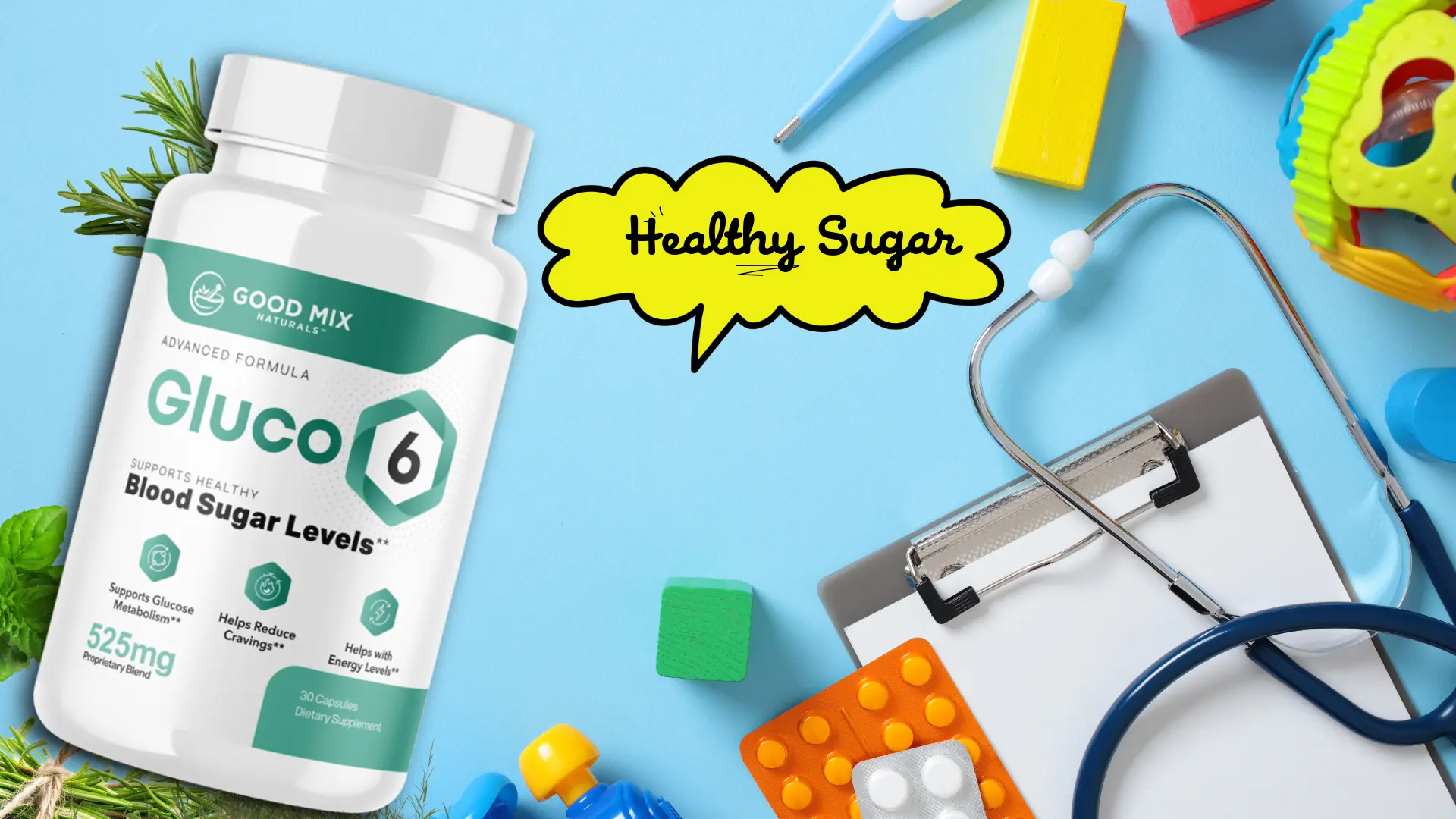 Gluco6 Blood Sugar Support supplement bottle