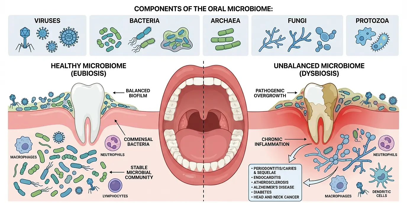 Oral bacteria microbiome — good and bad bacteria in the mouth
